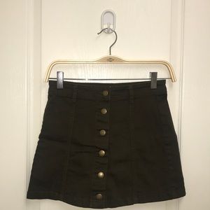 Green Button Down Denim Skirt
